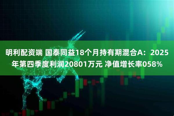 明利配资端 国泰同益18个月持有期混合A：2025年第四季度利润20801万元 净值增长率058%